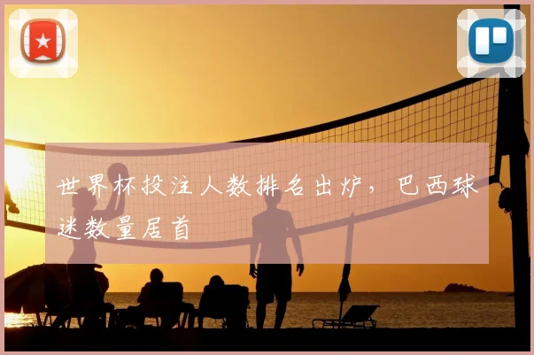世界杯投注人数排名出炉,巴西球迷数量居首